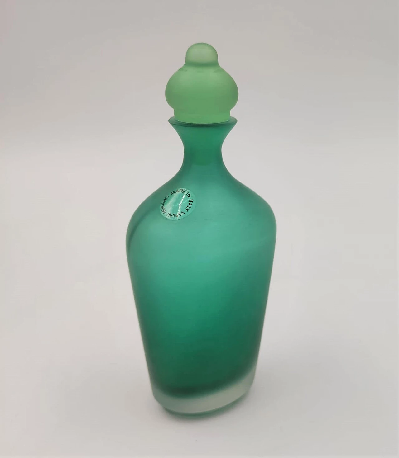Green glass bottle Velati series by Venini, 1993 1355685