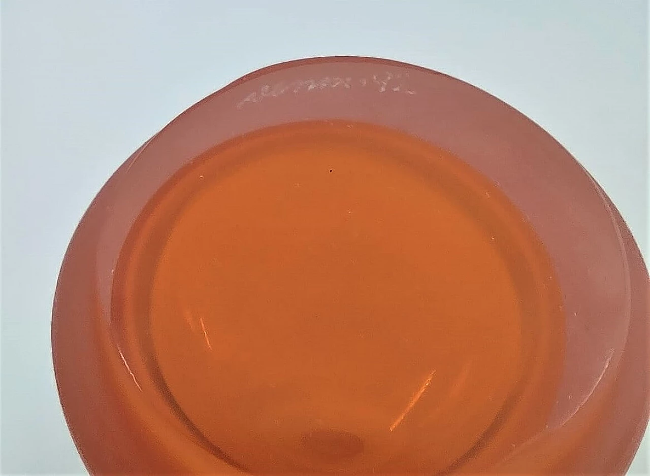 Orange glass bottle Velati series by Venini, 1992 1355759