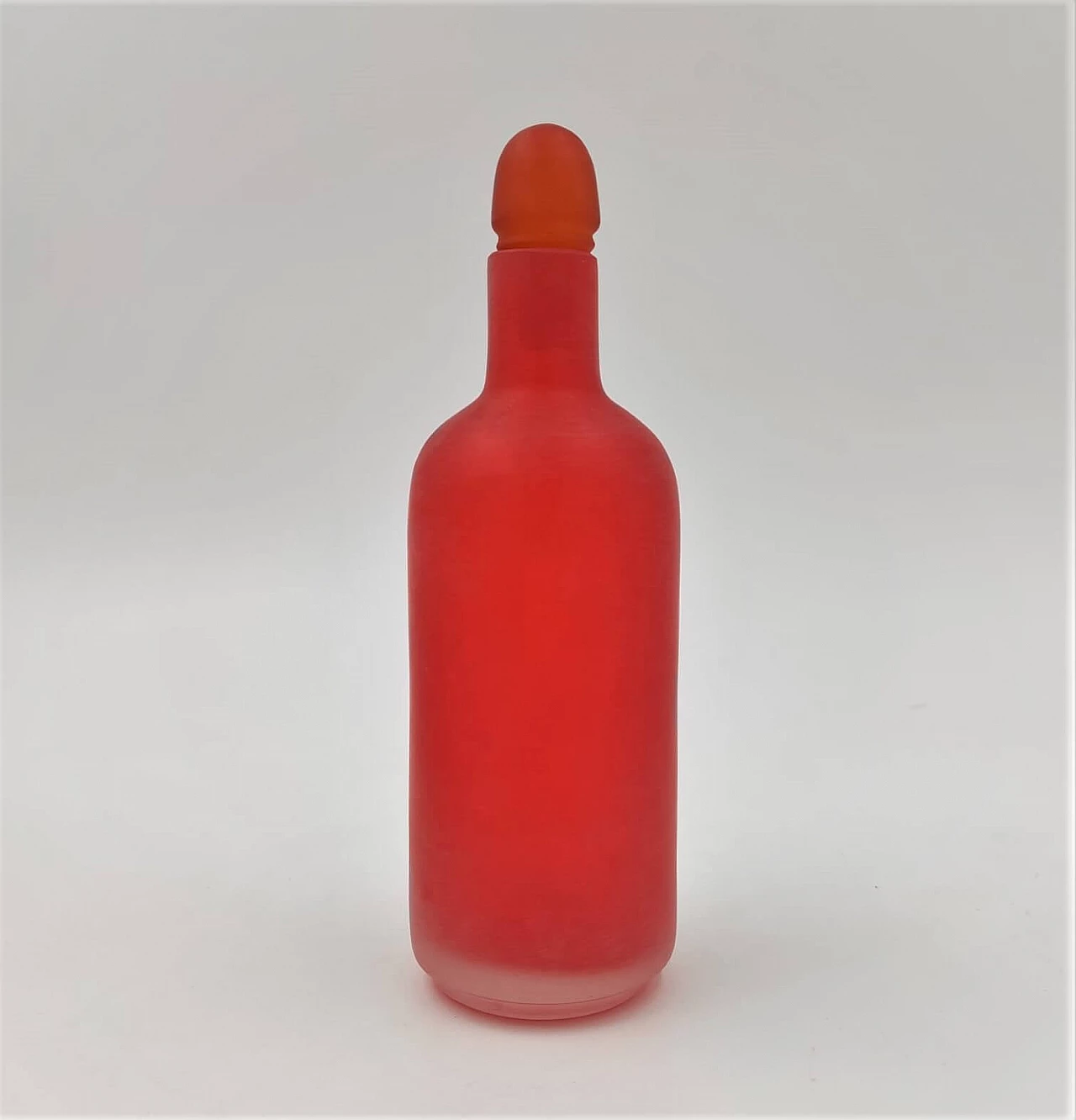 Red glass bottle Velati series by Venini, 1995 1355929