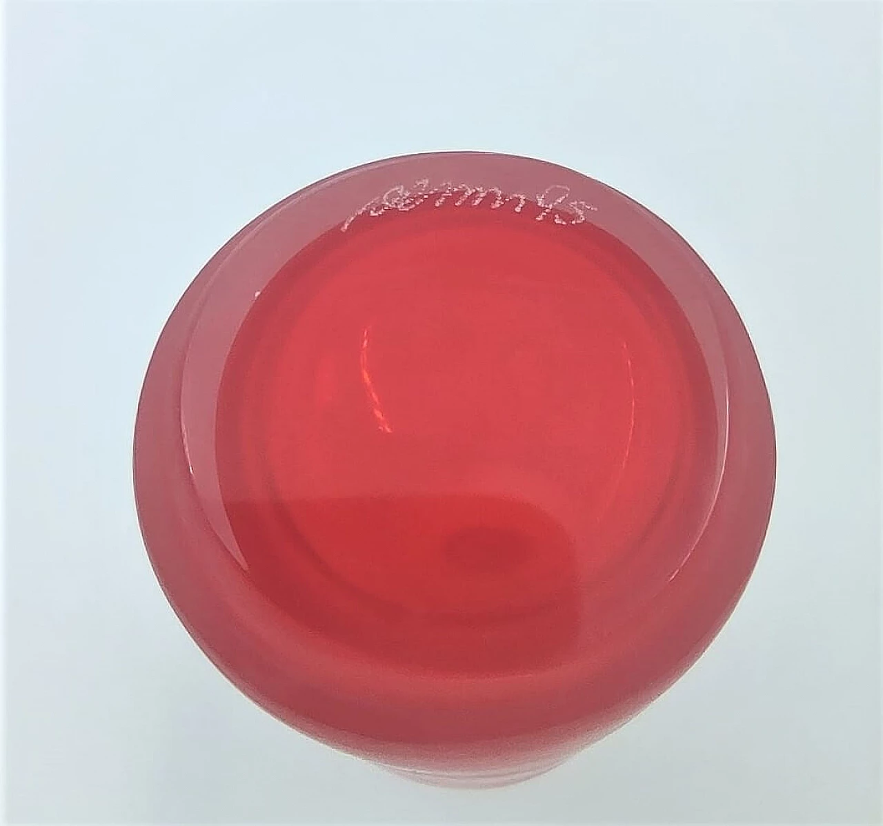Red glass bottle Velati series by Venini, 1995 1355932