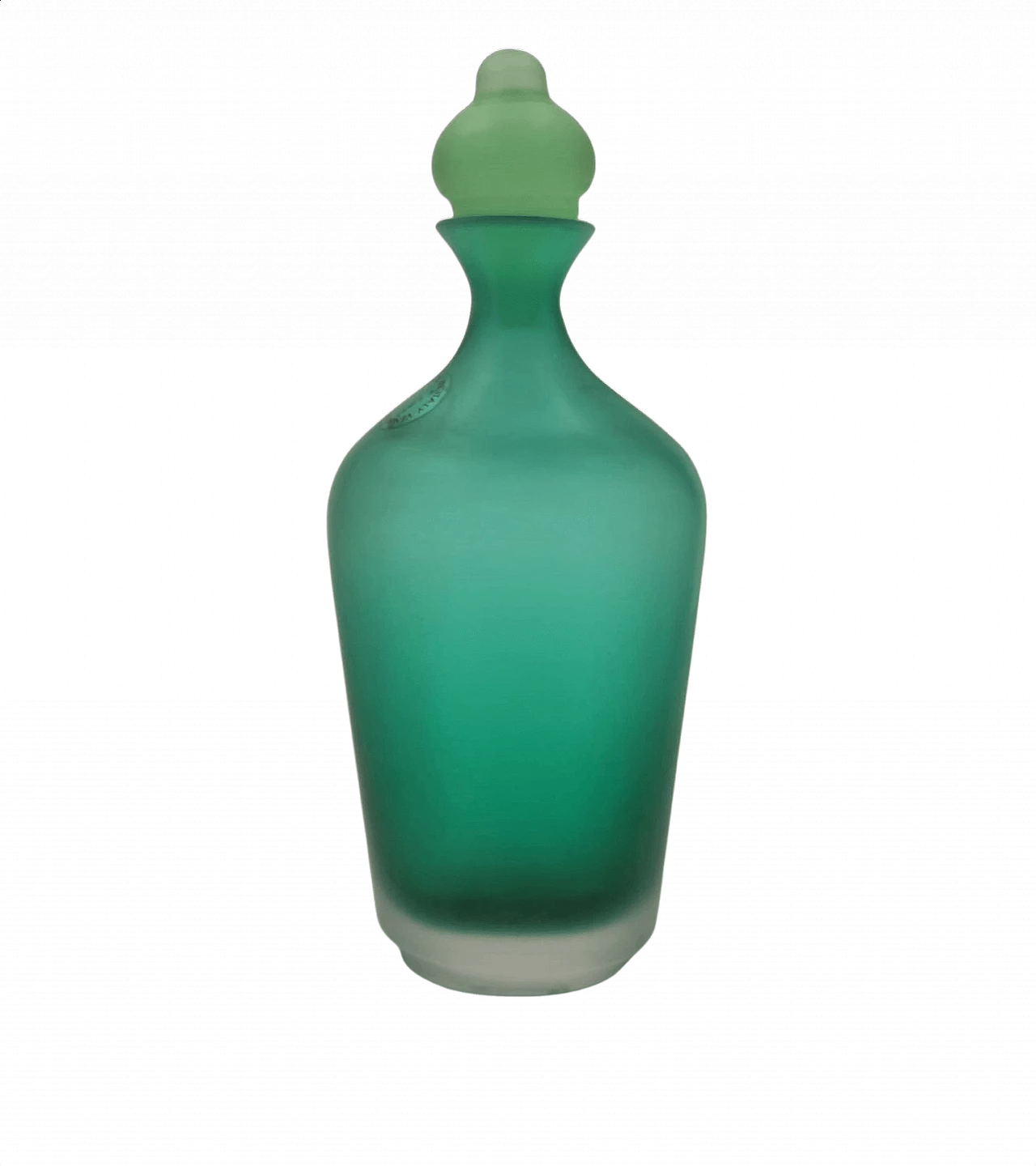 Green glass bottle Velati series by Venini, 1993 1357007