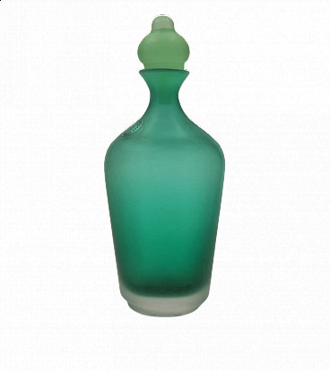 Green glass bottle Velati series by Venini, 1993