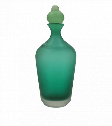 Green glass bottle Velati series by Venini, 1993