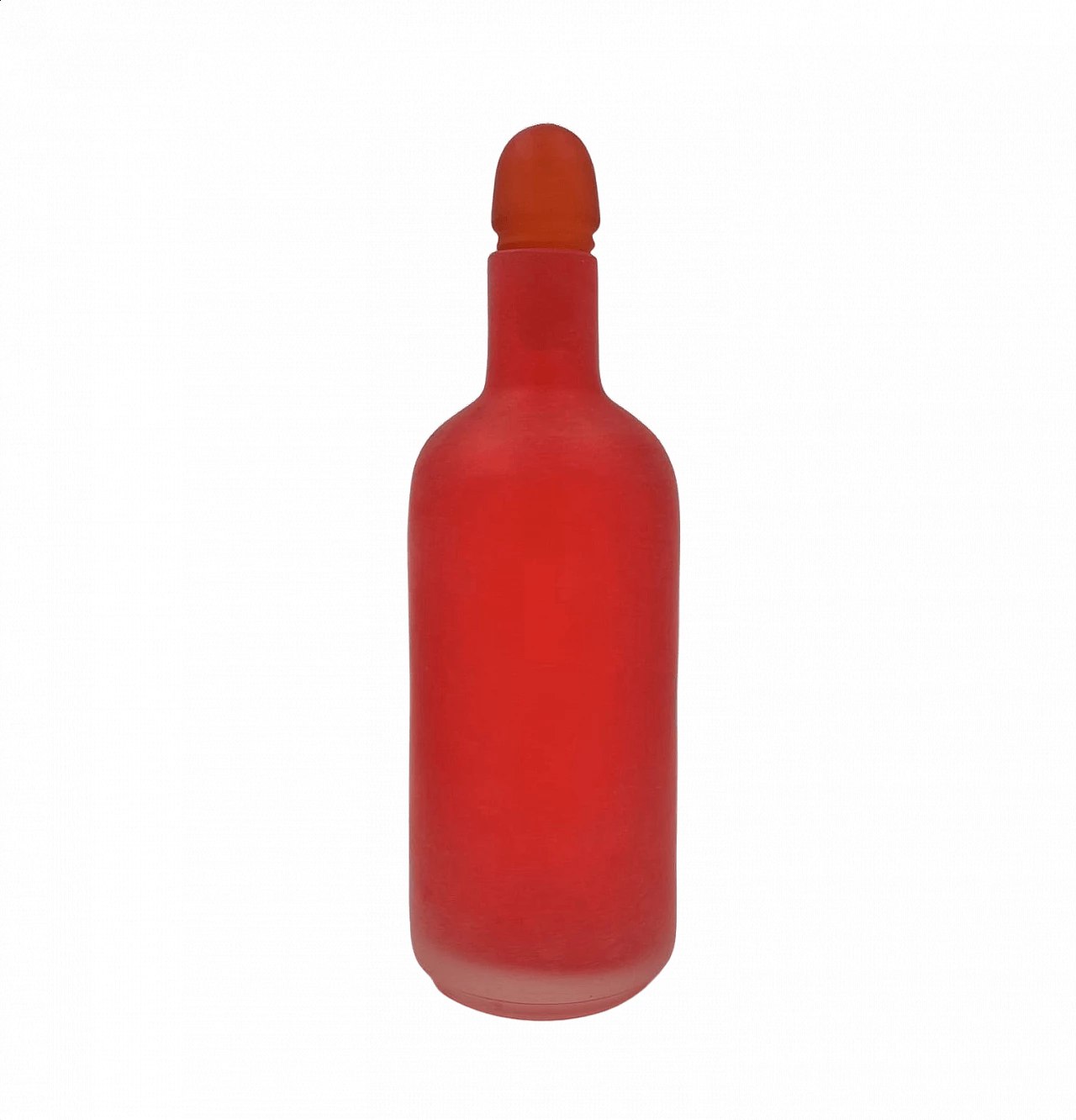 Red glass bottle Velati series by Venini, 1995 1357008