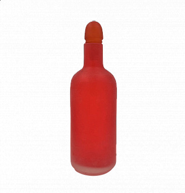 Red glass bottle Velati series by Venini, 1995