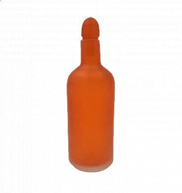 Orange glass bottle Velati series by Venini, 1992