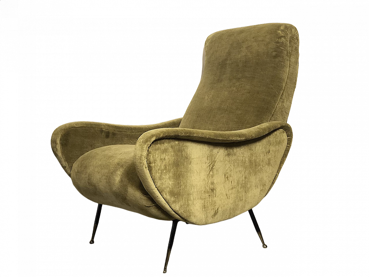 Lady style armchair in yellow fabric, 1950s 1357014