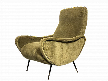 Lady style armchair in yellow fabric, 1950s