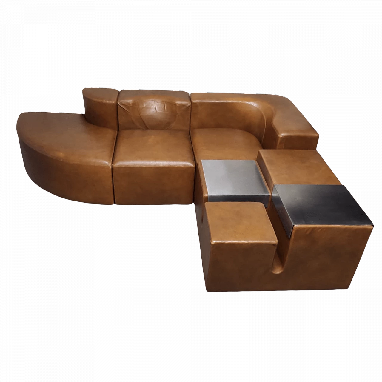 Teorama modular leather sofa by Guido Faleschini for Mariani, 70s 1357174