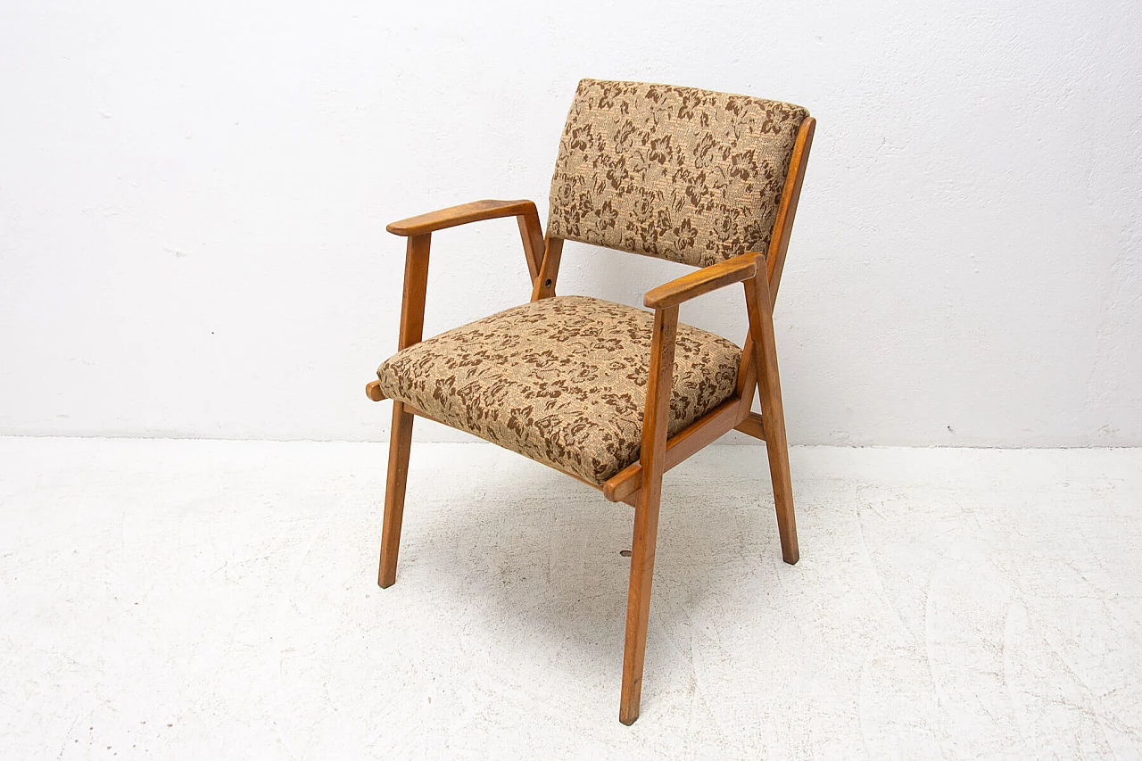 Office chair in beech and fabric, 1960s 1357269
