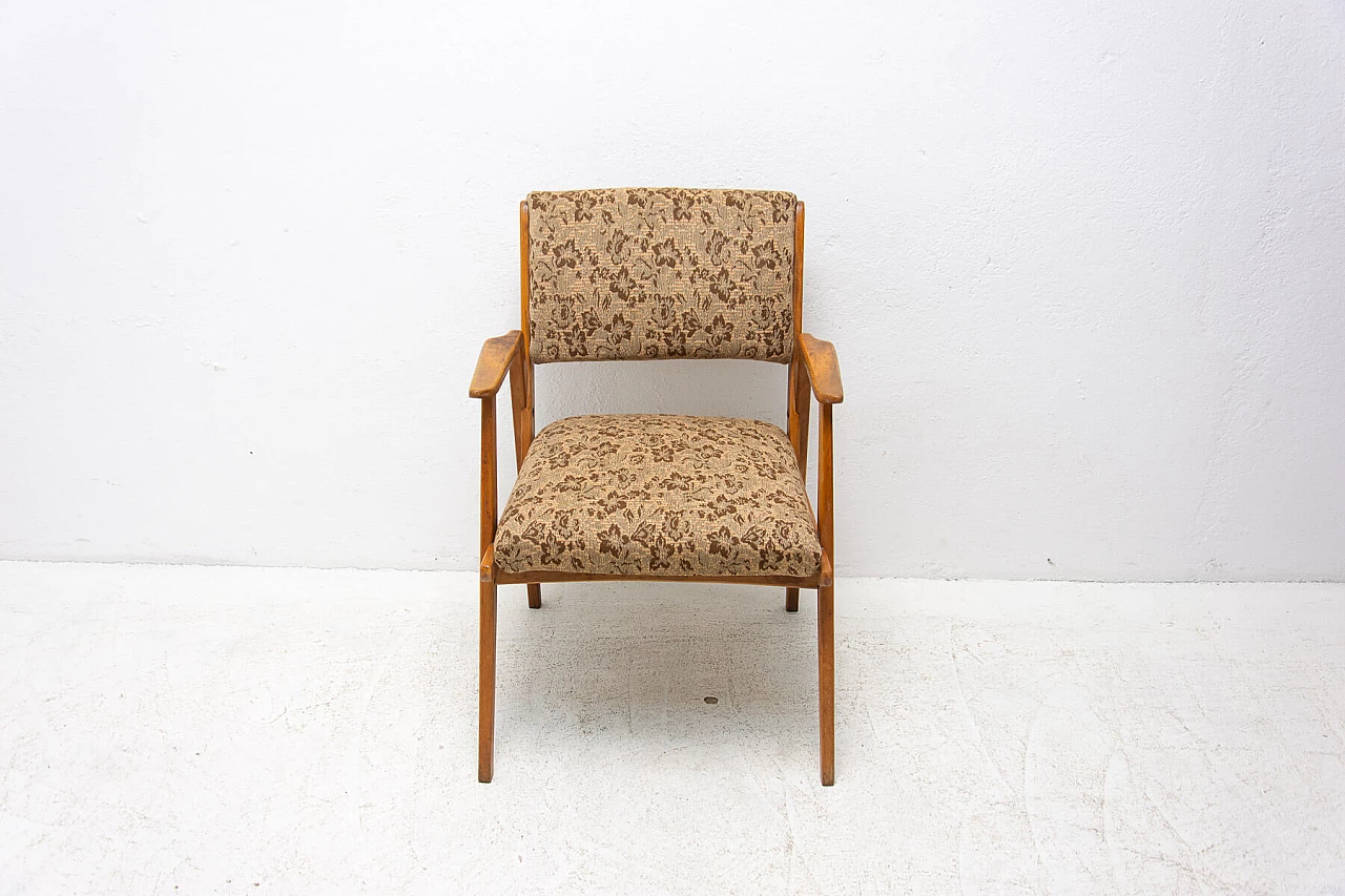 Office chair in beech and fabric, 1960s 1357277