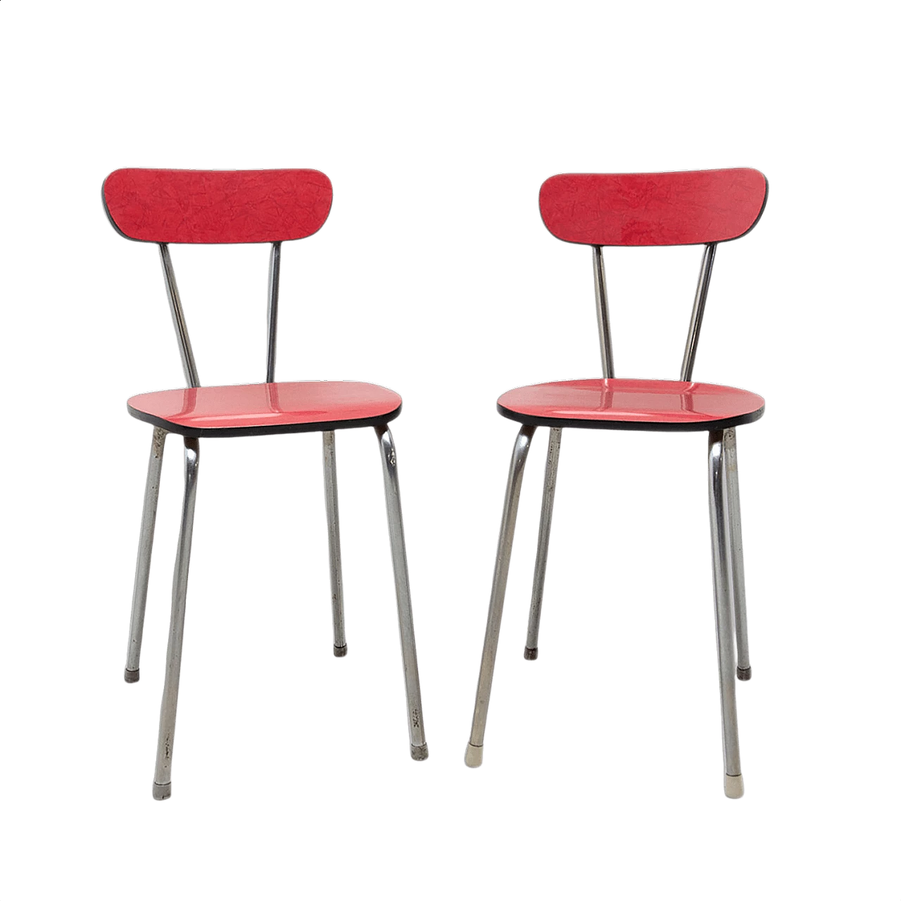 Coppia di sedie in formica e acciaio cromato, anni '60 1357369