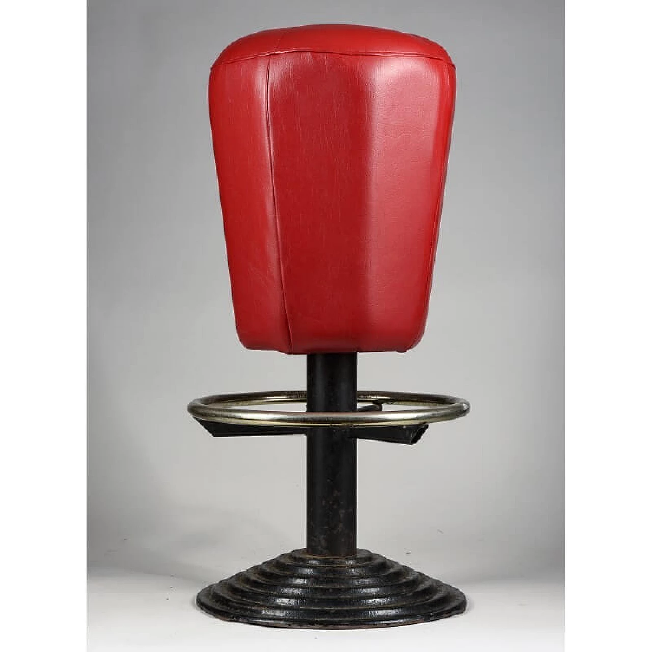 Stool in cast iron, steel and leatherette, 70s 1357425
