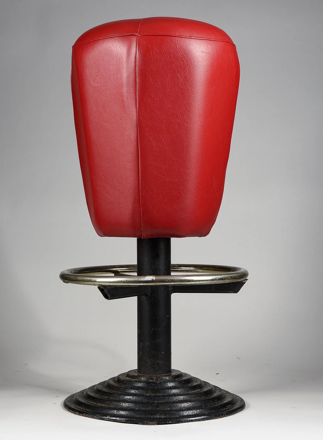 Stool in cast iron, steel and leatherette, 70s 1357426