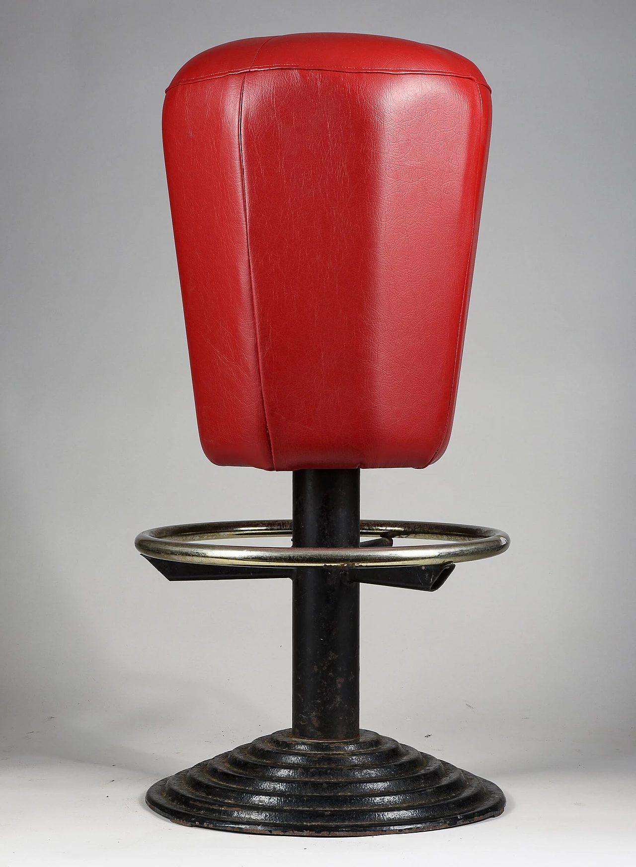 Stool in cast iron, steel and leatherette, 70s 1357427