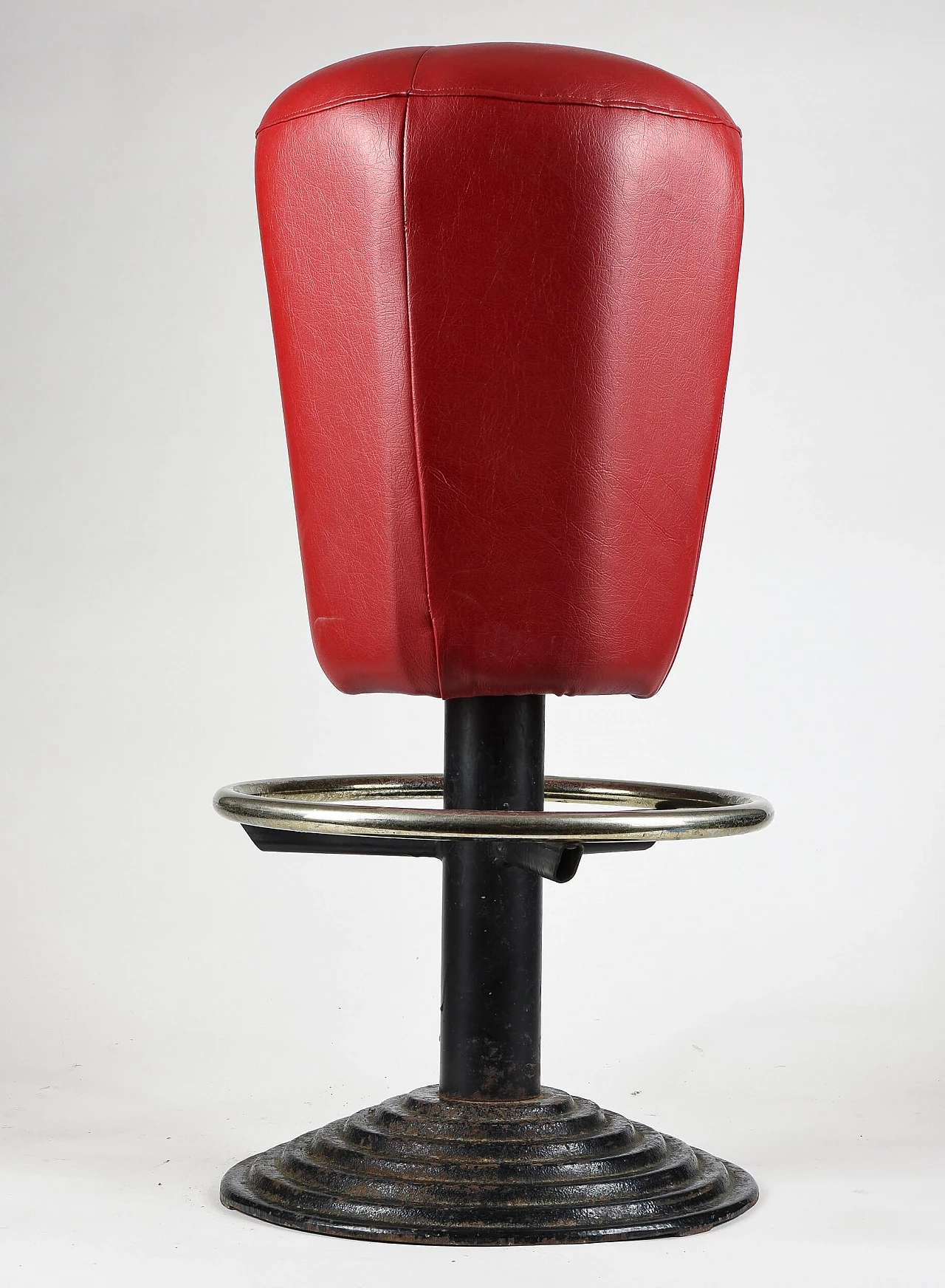 Stool in cast iron, steel and leatherette, 70s 1357428