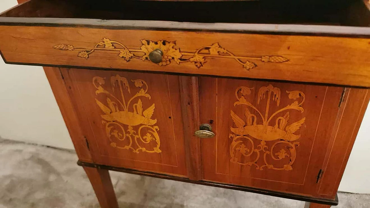 Biedermeier style nightstand in cherry wood with birch inlays, 19th century 1357606