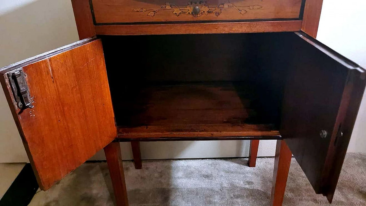 Biedermeier style nightstand in cherry wood with birch inlays, 19th century 1357609