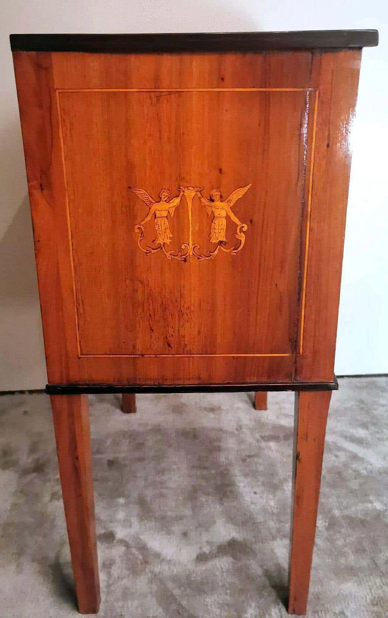 Biedermeier style nightstand in cherry wood with birch inlays, 19th century 1357611