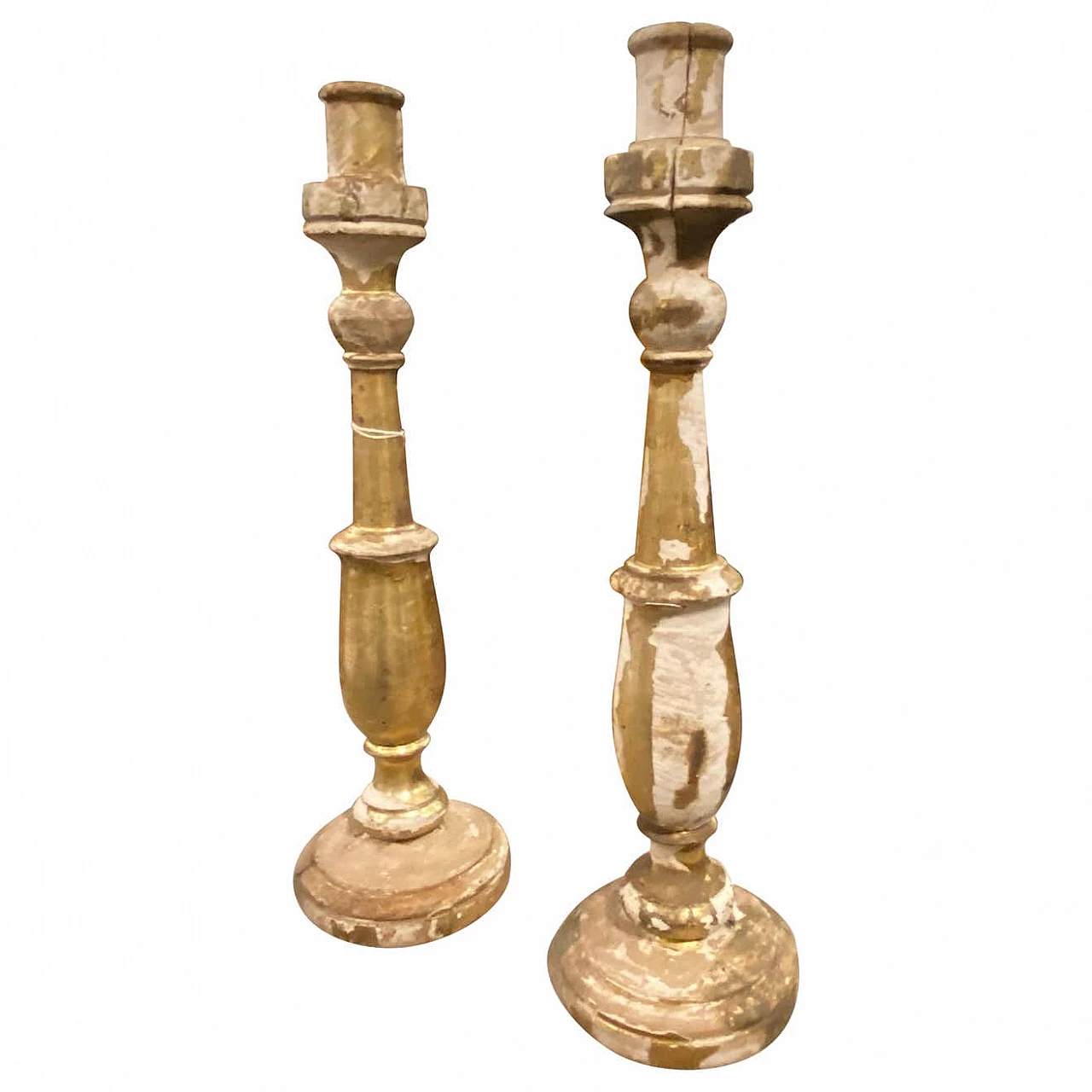 Pair of Empire candlestick in gilded wood, 19th century 1357690