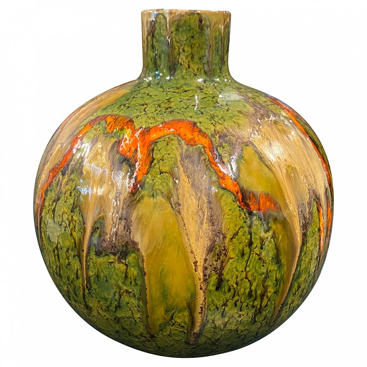 Vaso Modernista in ceramica dipinta a mano di Bertoncello, anni '70 1358058