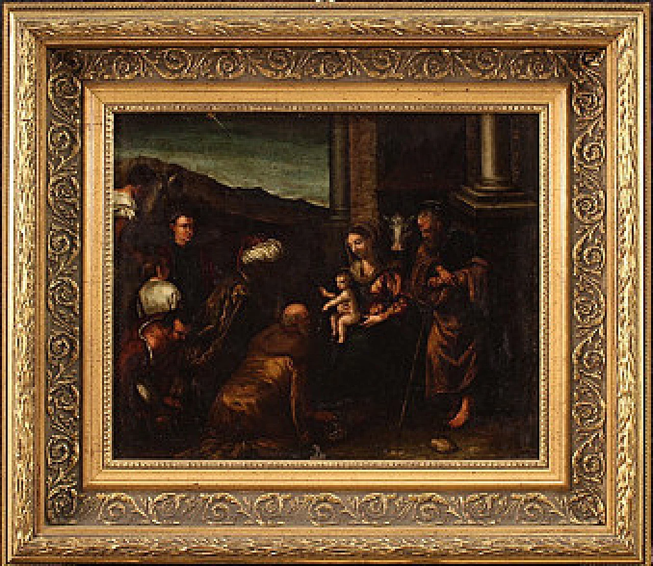 Adorazione dei Magi, dipinto italiano olio su rame, prima metà dell'800 1358565