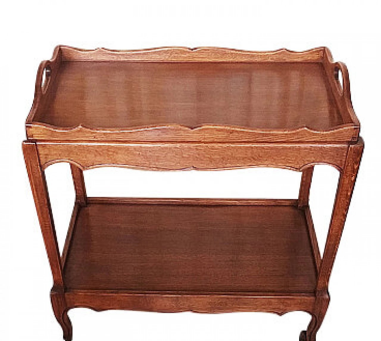 Carrello inglese in rovere a doppio piano, inizio '900 1358593