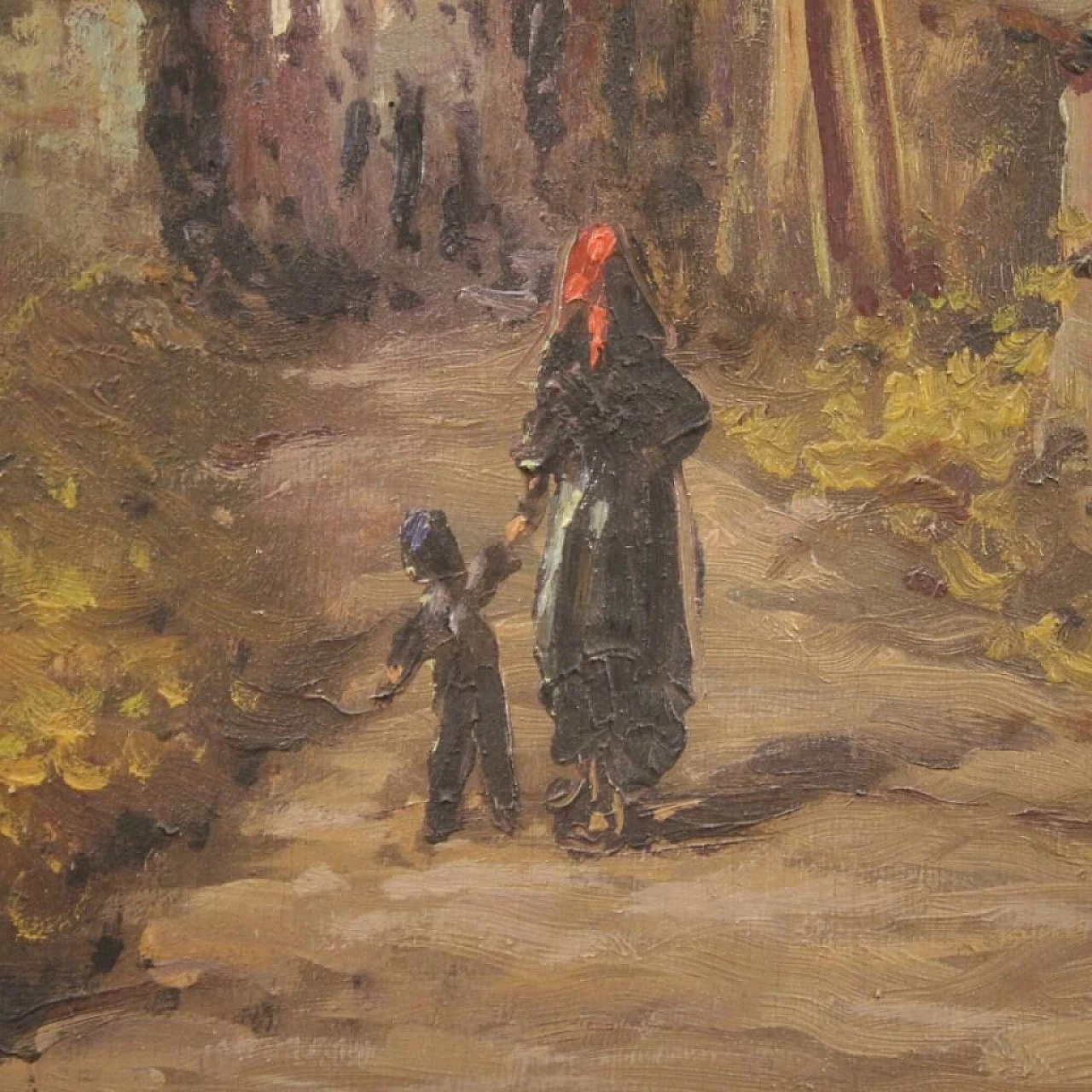 Romolo Liverani, landscape with figures, oil painting on panel, second half of the 19th century 1359258