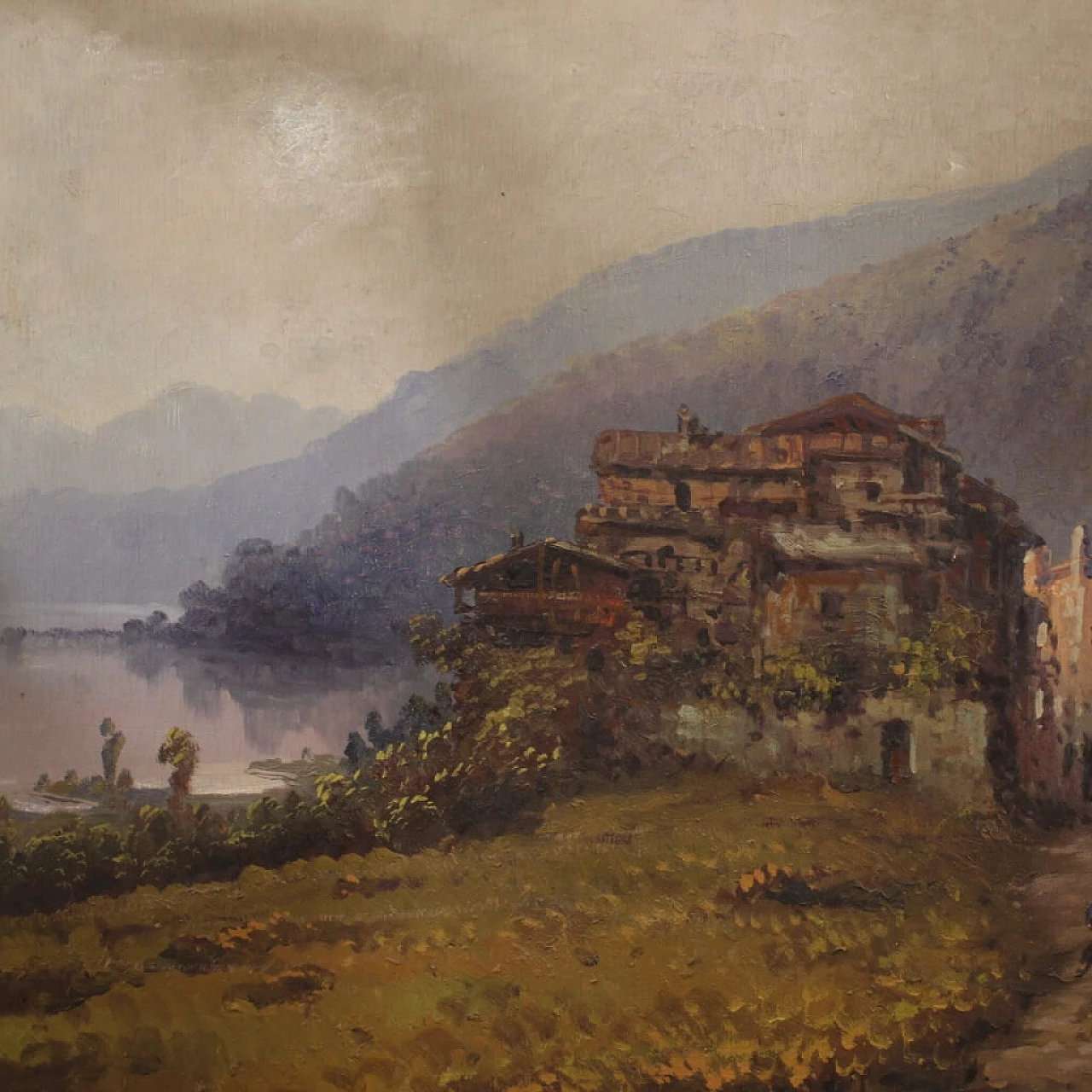 Romolo Liverani, landscape with figures, oil painting on panel, second half of the 19th century 1359262