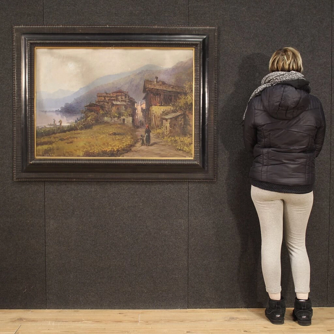 Romolo Liverani, landscape with figures, oil painting on panel, second half of the 19th century 1359264