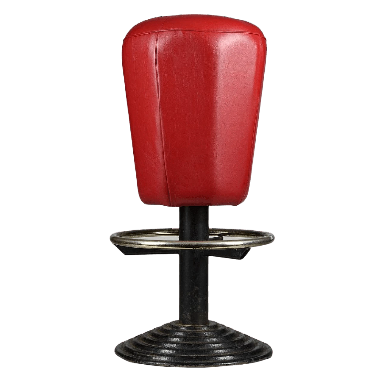 Stool in cast iron, steel and leatherette, 70s 1359280
