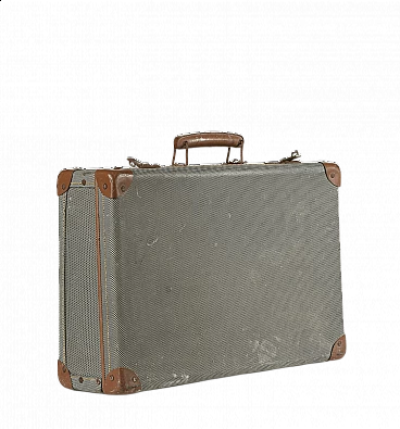 Checkered suitcase in rigid cardboard and leatherette, 50s
