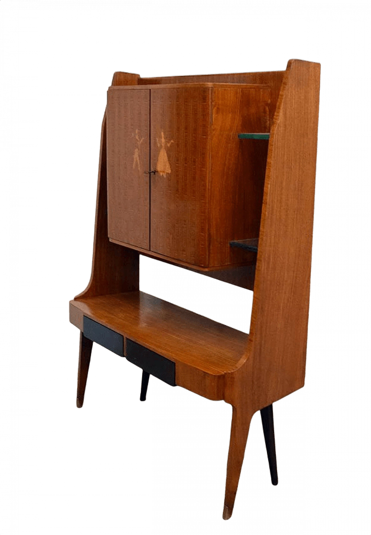 Bar cabinet in maple, mahogany, crystal and brass by Vittorio Dassi for Dassi, 50s 1359284