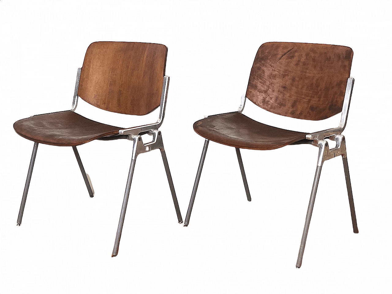 Pair of beech DSC106 chairs by Giancarlo Piretti for Anonima Castelli, 1960s 1359311