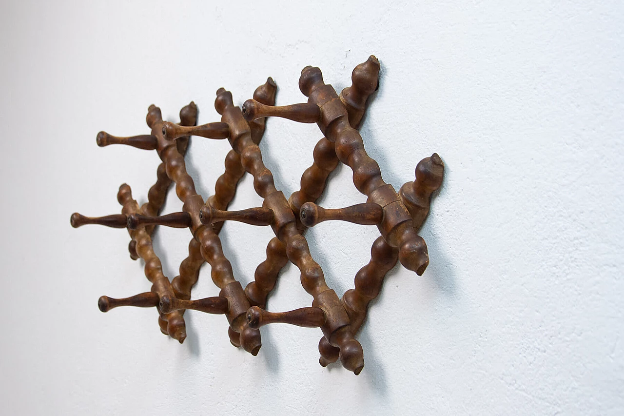 Appendiabiti da muro in faggio, anni '60 1359414