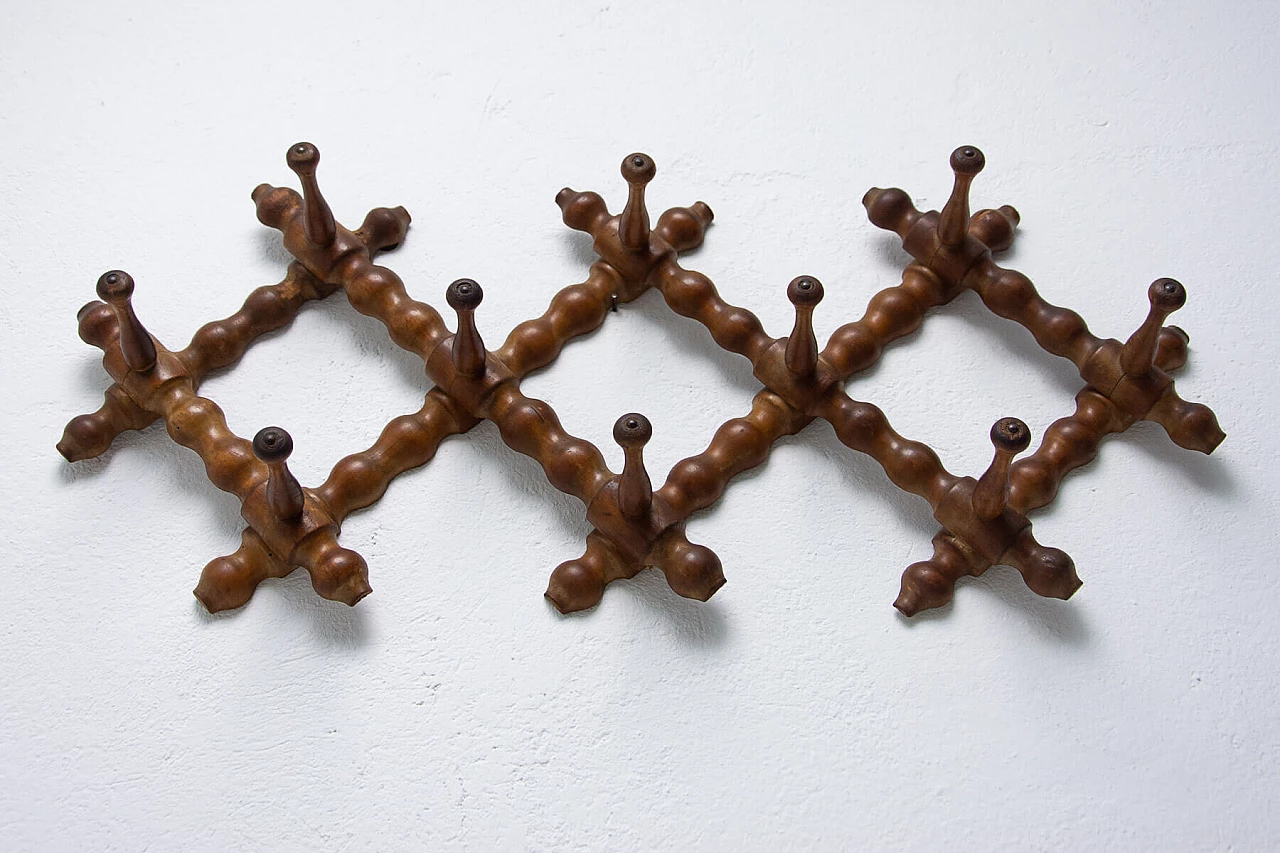 Appendiabiti da muro in faggio, anni '60 1359416