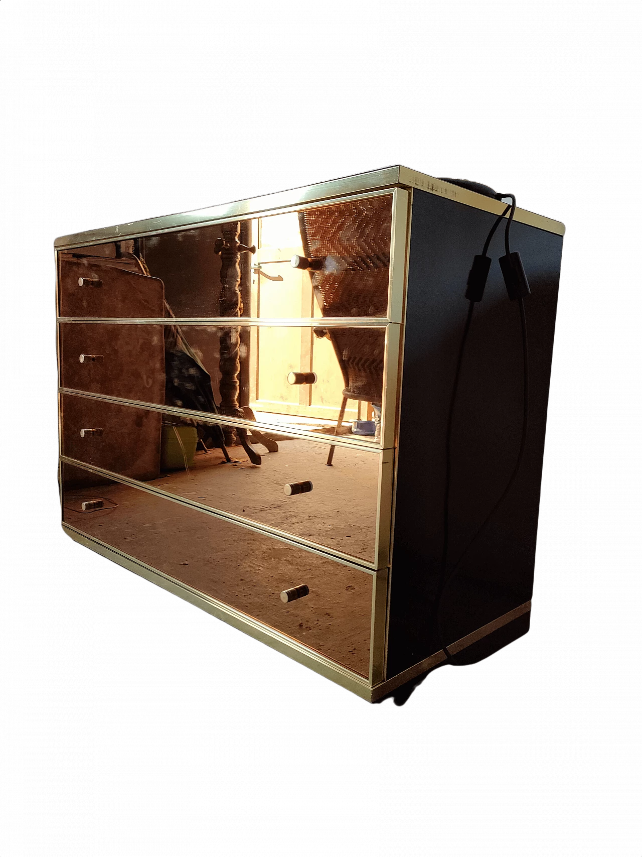 Cassettiera specchiata di Renato Zevi, anni '70 1359421