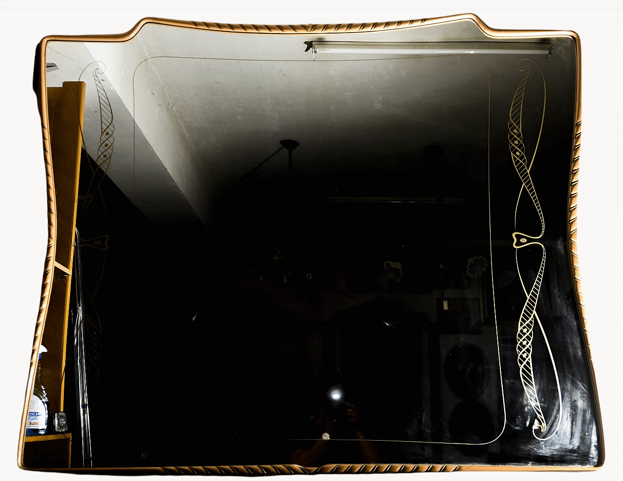 Mirror decorated with a two-tone carved frame in the style of Vittorio Dassi, 1950s 1359479