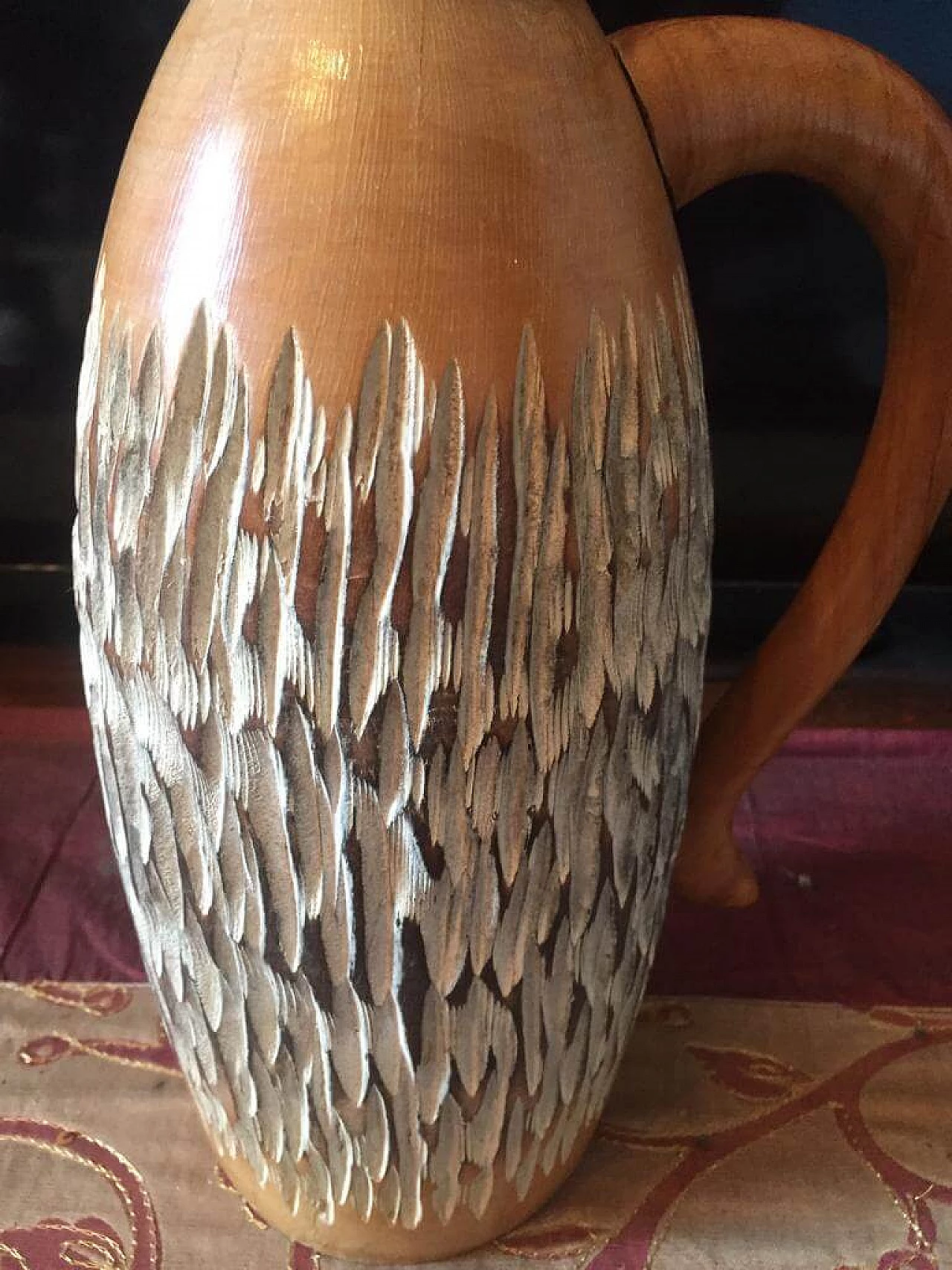 Coppia di decanter thermos a forma di noce in legno e metallo cromato di Aldo Tura per Macabo, anni '50 1360284