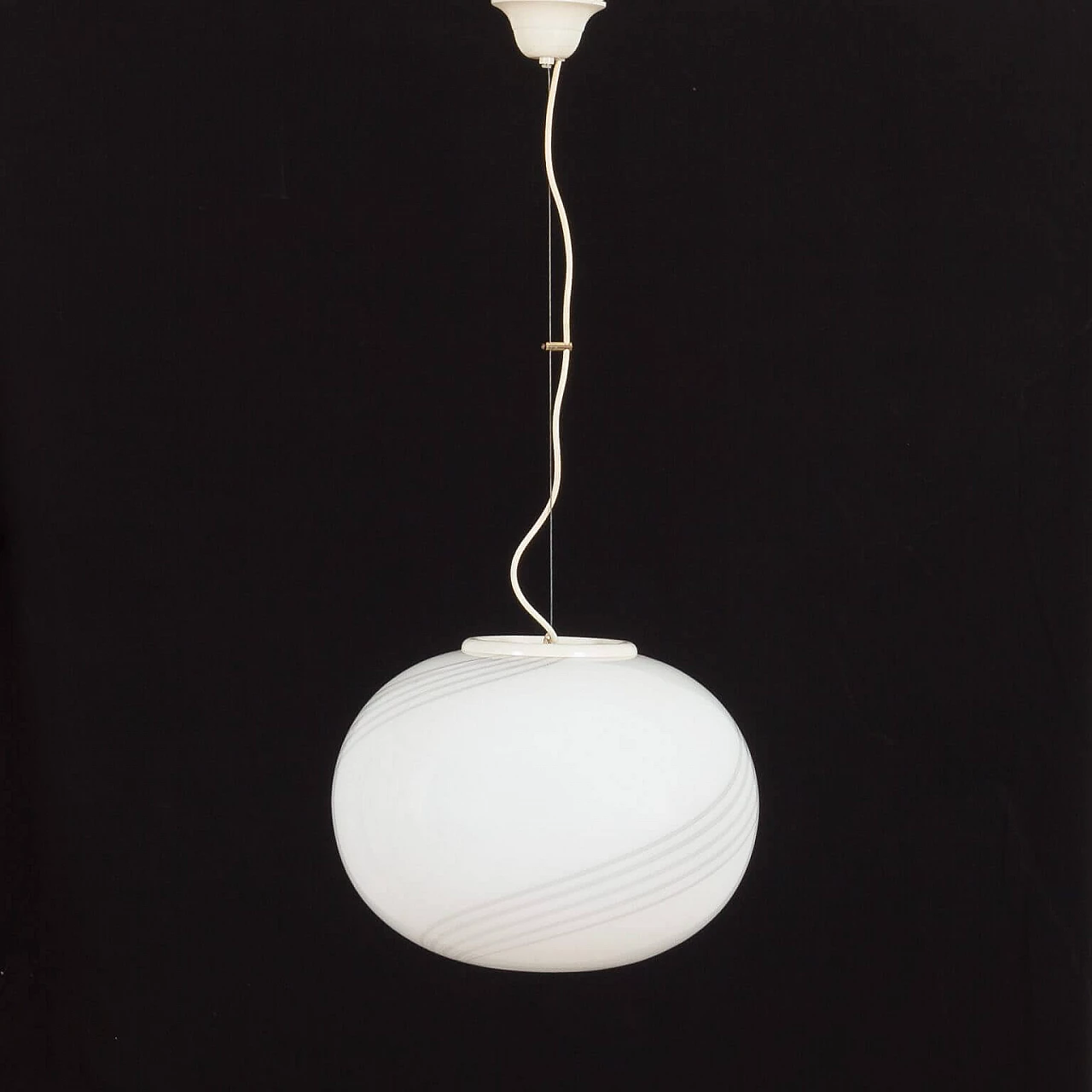 Sphere pendant lamp in the style of Venini in Murano glass and steel, 70s 1360432