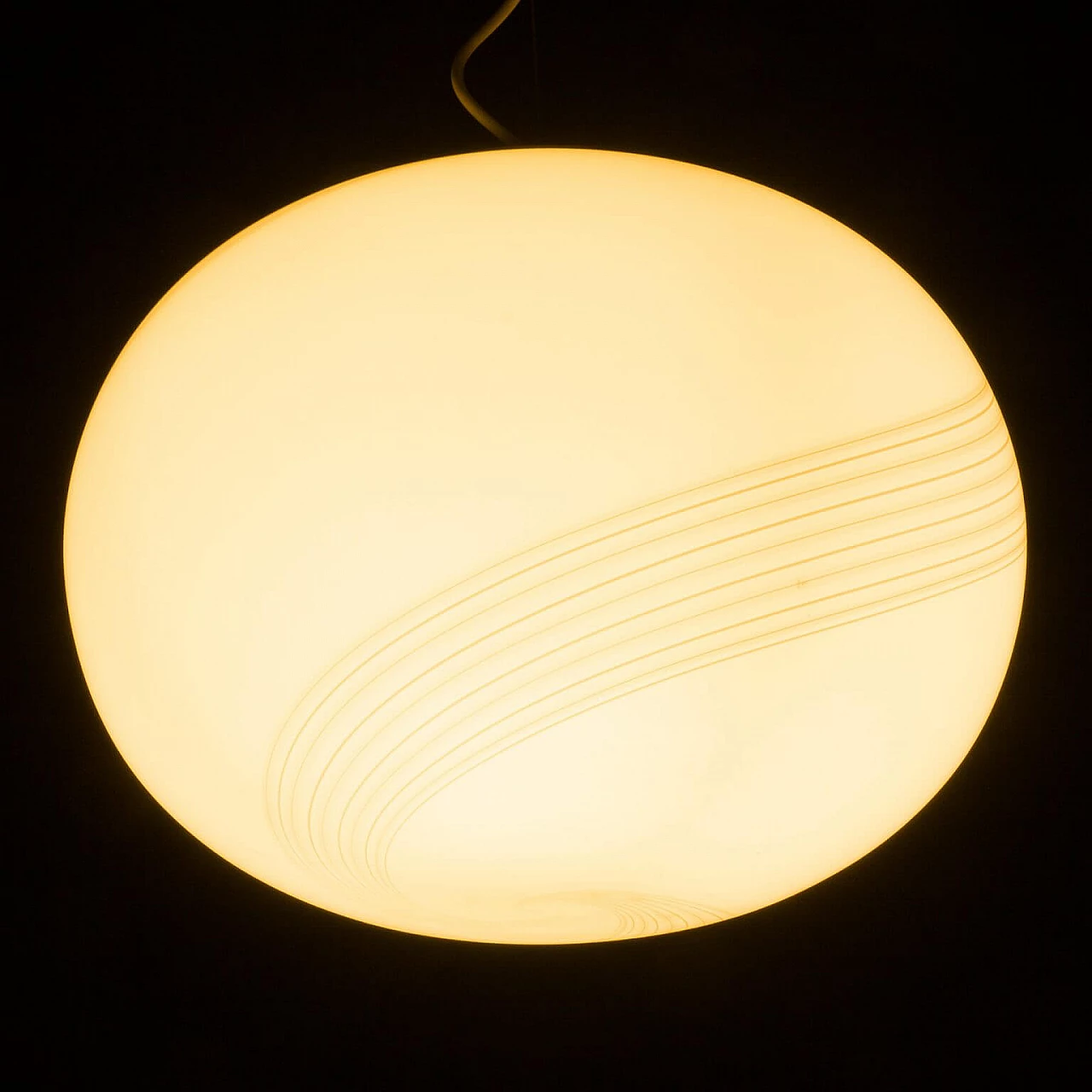 Sphere pendant lamp in the style of Venini in Murano glass and steel, 70s 1360441