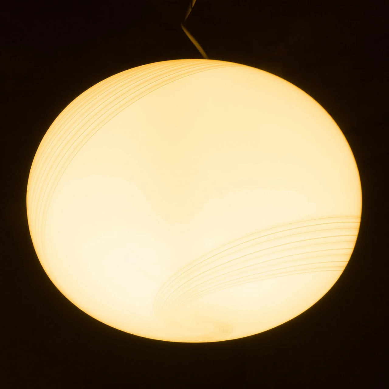 Sphere pendant lamp in the style of Venini in Murano glass and steel, 70s 1360442