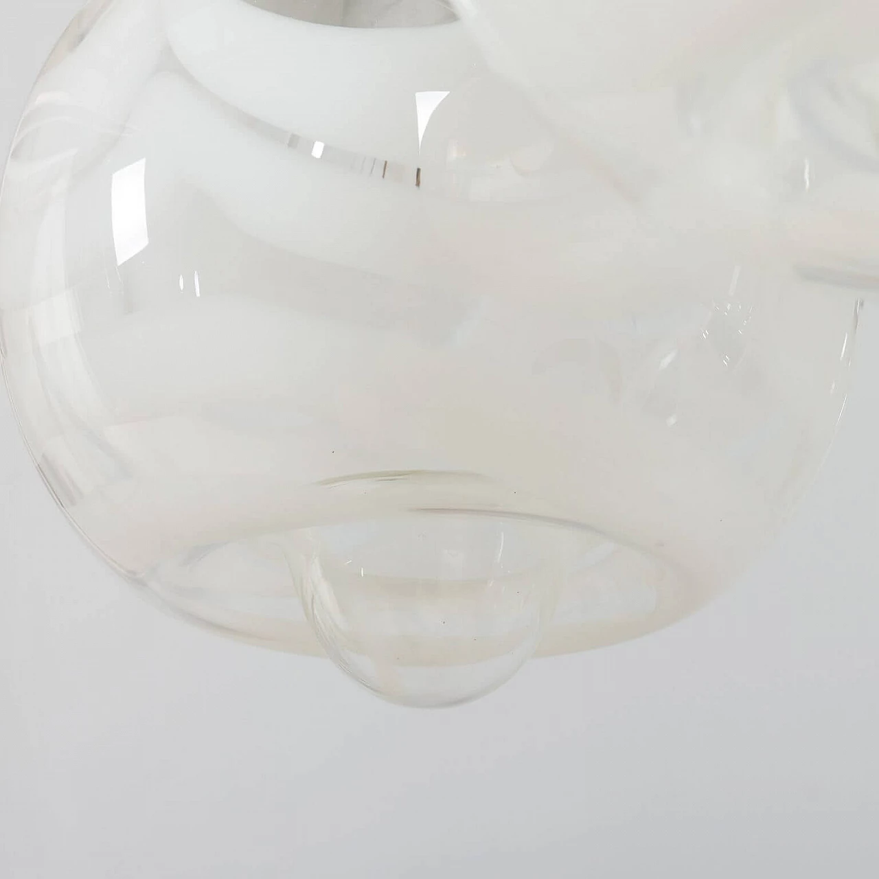 Chandelier in the style of Mazzega in two color Murano glass shades and chrome-plated steel, 70s 1360503