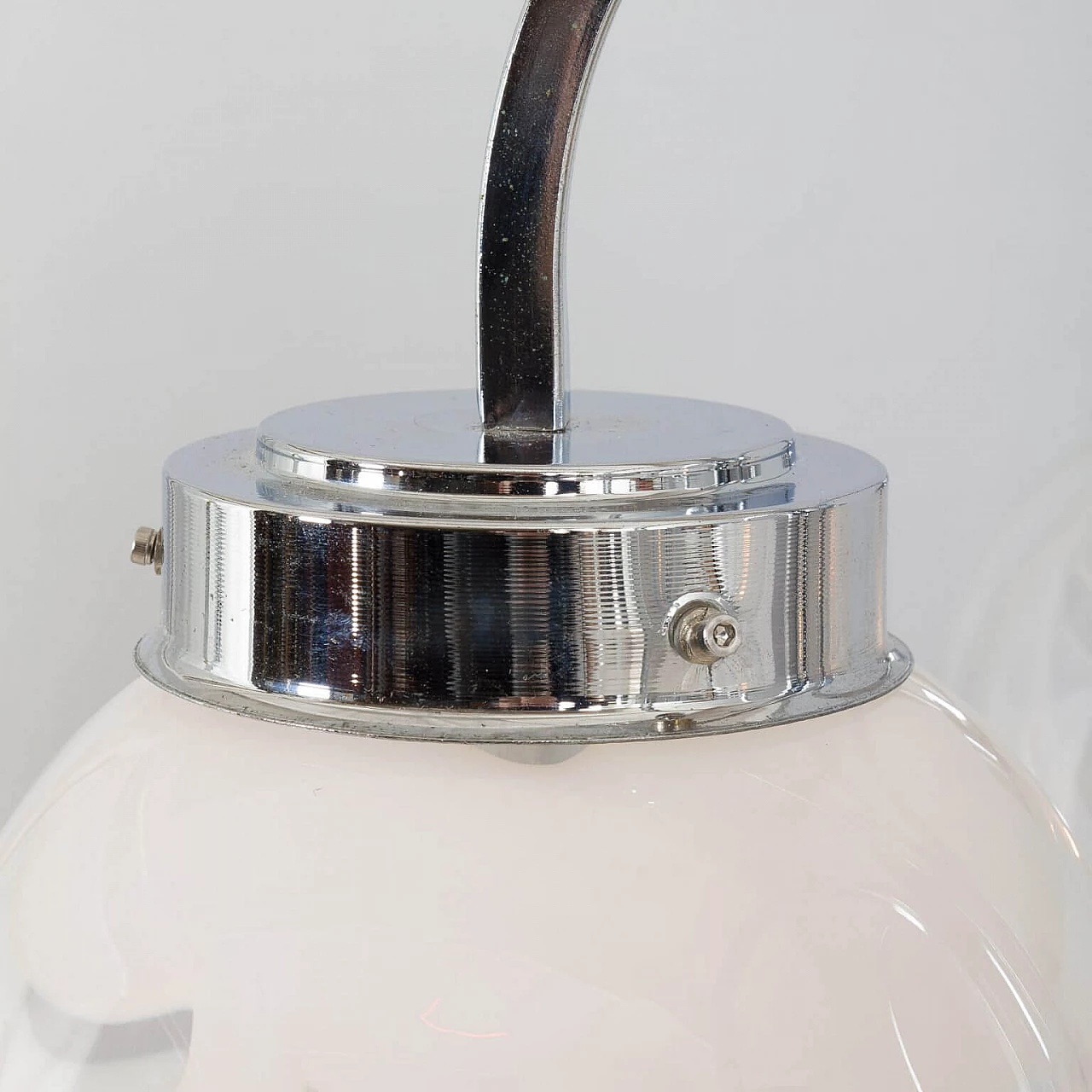 Chandelier in the style of Mazzega in two color Murano glass shades and chrome-plated steel, 70s 1360504