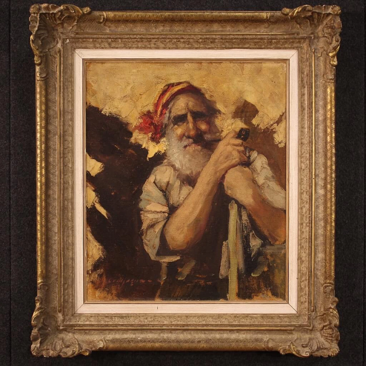Ritratto di montanaro, dipinto a olio su tela 1360626