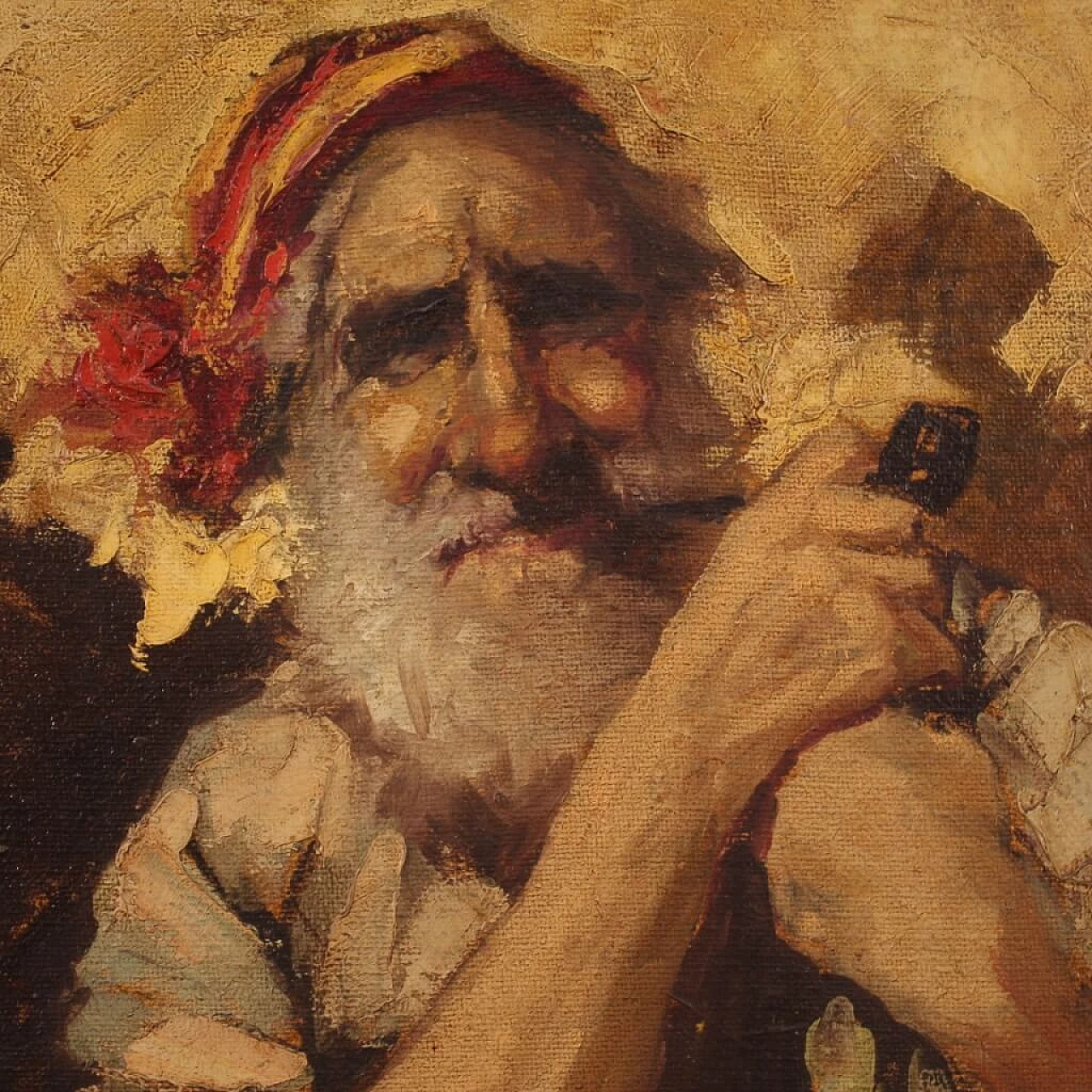 Ritratto di montanaro, dipinto a olio su tela 1360629