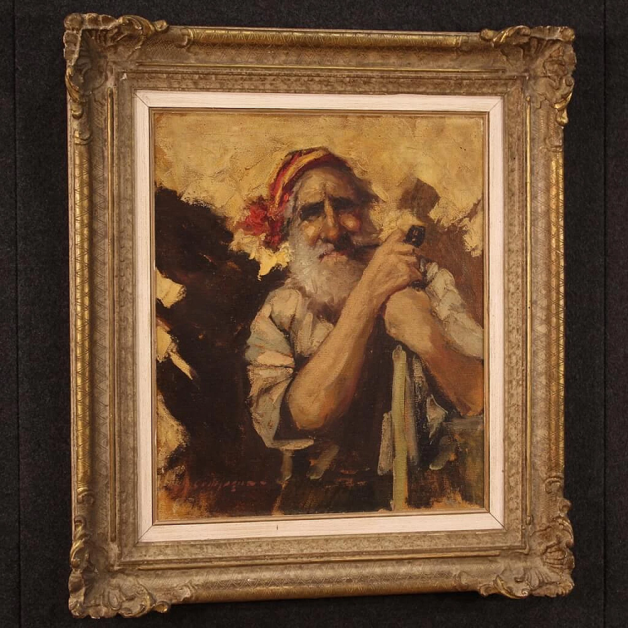 Portrait of a mountaineer, oil painting on canvas 1360634