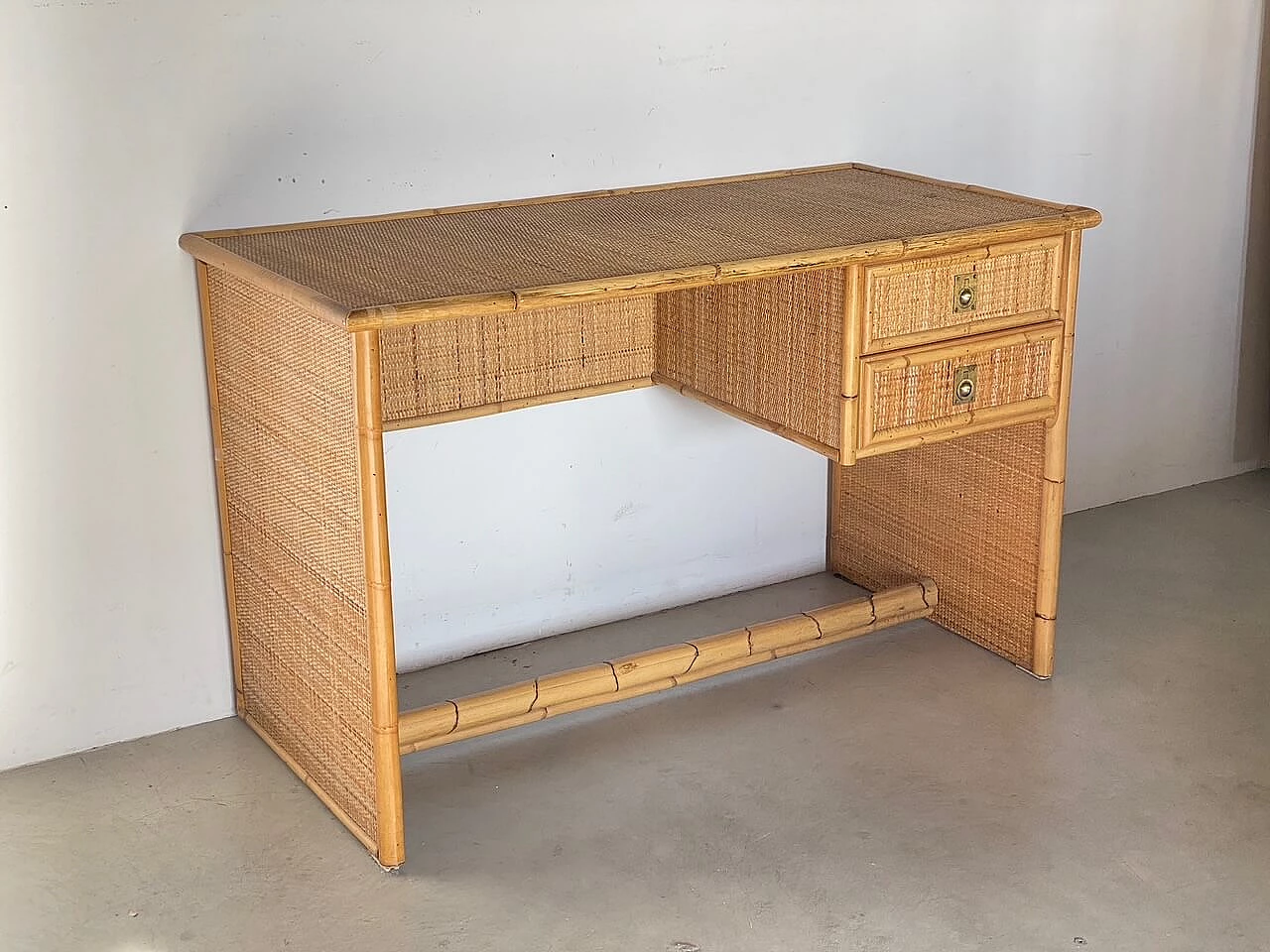 Bamboo and wicker desk by Dal Vera, 1970s 1360689