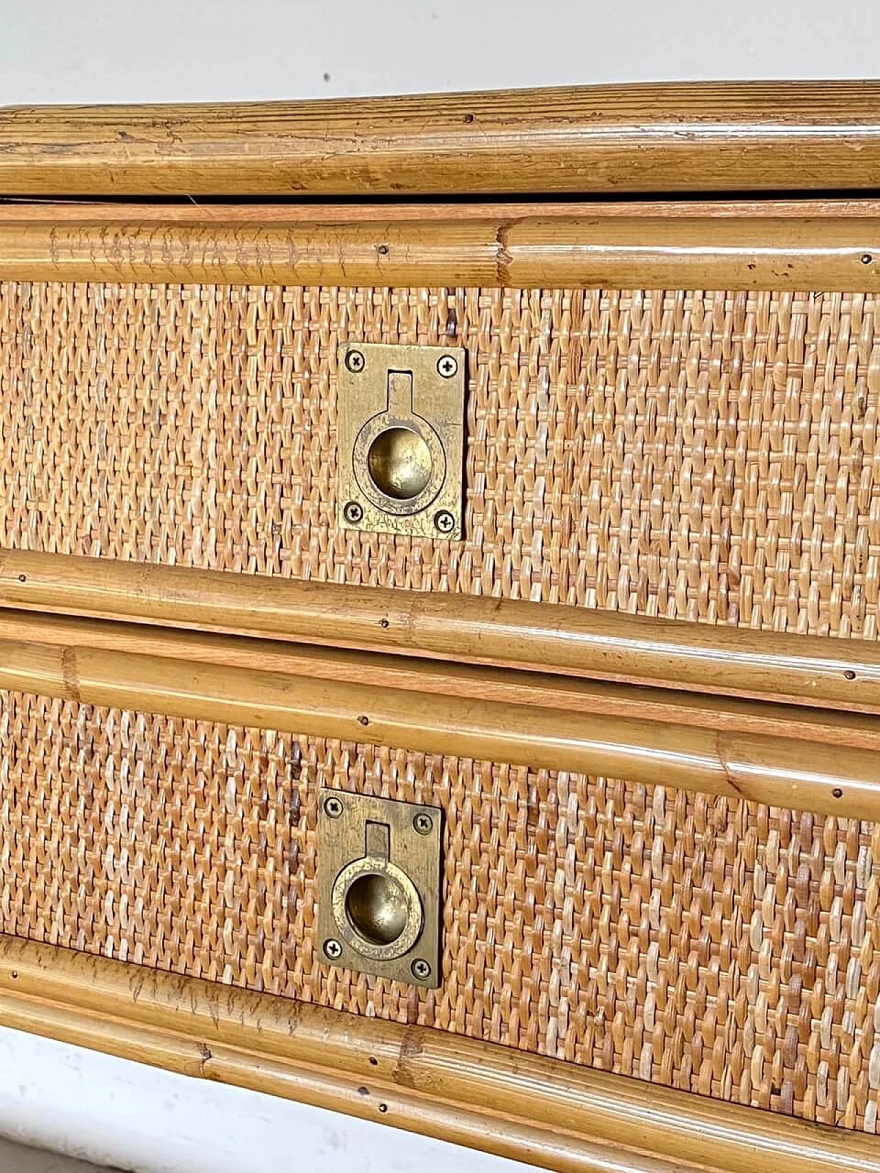 Scrivania in bambù e vimini di Dal Vera, anni '70 1360691