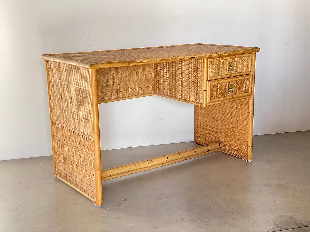 Bamboo and wicker desk by Dal Vera, 1970s 1360693